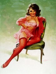 Pin up con le calze rosse